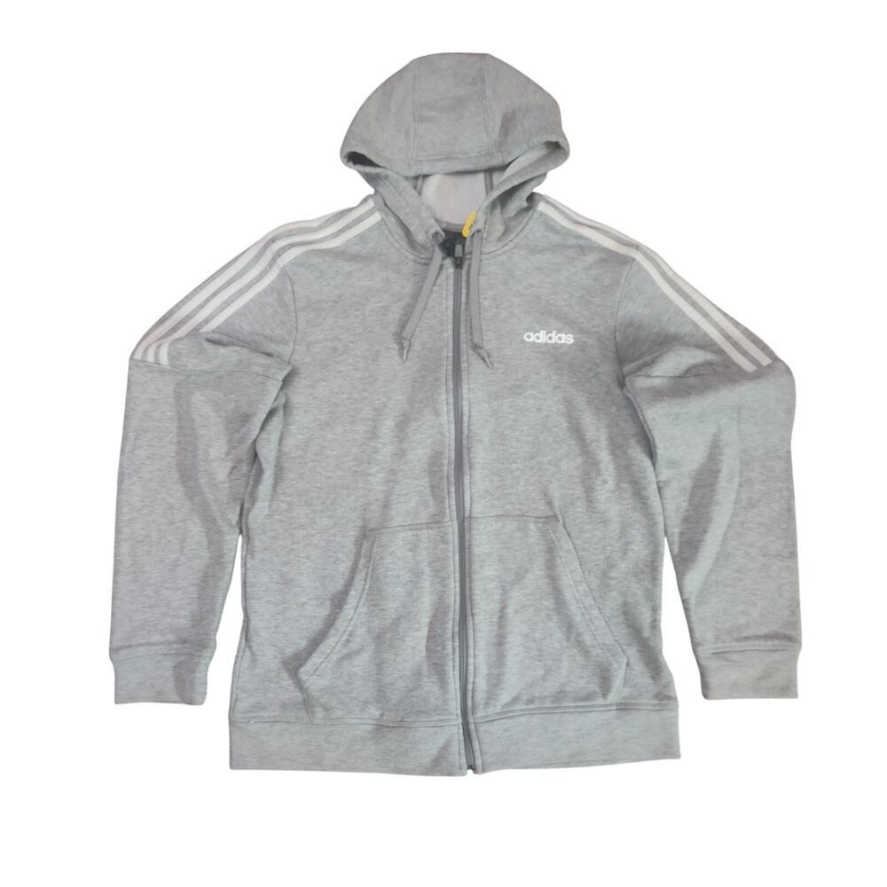 Adidas Hoodie Men’s Large Gray Full Zip Fleece Casual